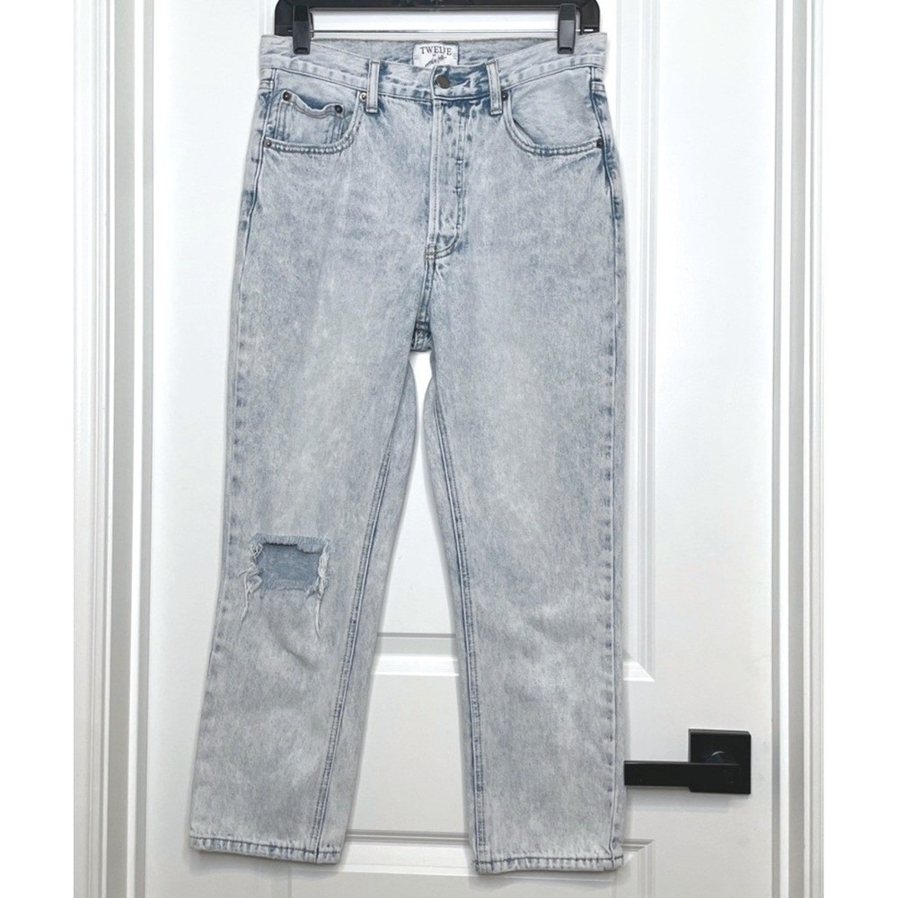 Twelve by OnTwelfth High Rise Button Fly Light Wash Jeans Women's 27